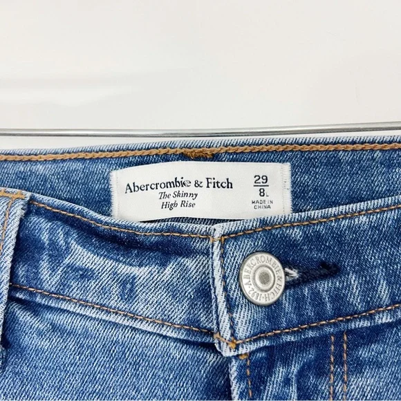 Abercrombie & Fitch The Skinny High Rise Jeans Vent Hem Size 8 Long - Picture 7 of 10
